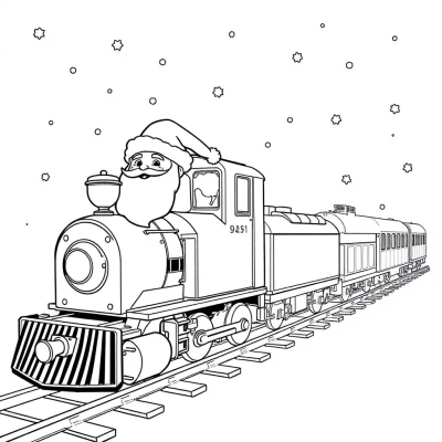 Santa Claus Riding a Train