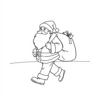 Ded Moroz Walking with a Bag of Gifts