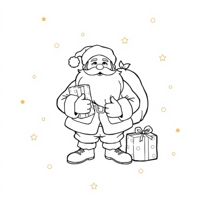 Santa Claus with a Bag of Gifts for Kids