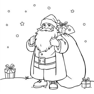 Father Frost with a Huge Gift Bag