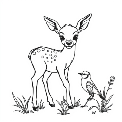 Fawn and Bird