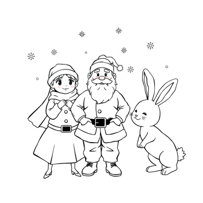 Santa Claus, Snow Maiden, and Bunny