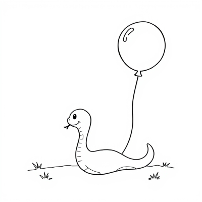 Cute Snake with a Balloon