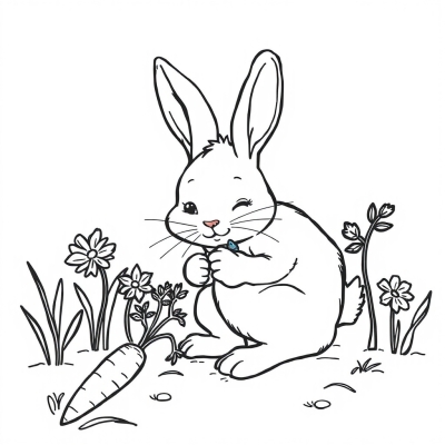 Bunny with Carrot for Kids