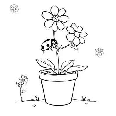 Ladybug on a Flower Pot
