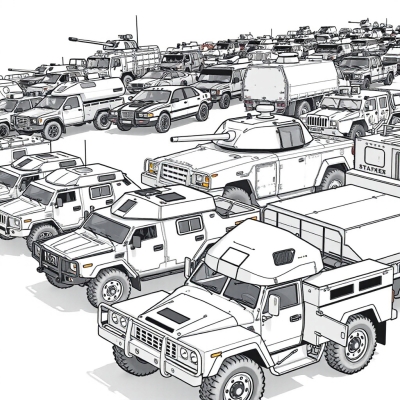 Large Gathering of Military Vehicles