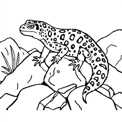 Leopard Gecko on Rocks