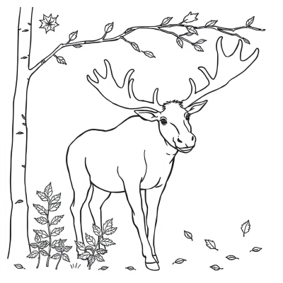 Moose and Autumn Leaves