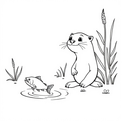 Otter Chasing a Fish