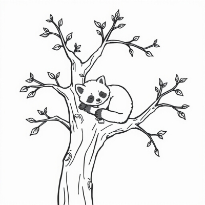 Red Panda Sleeping in a Tree