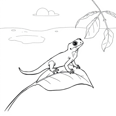 Sand Lizard on a Leaf