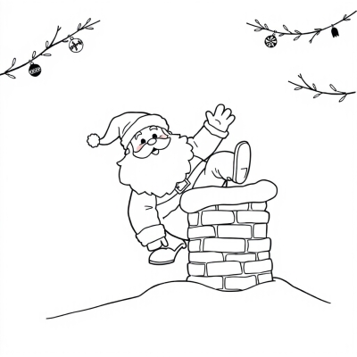 Santa Claus Slipping Down the Chimney