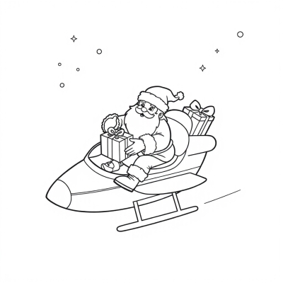 Santa Claus on a Plane with Gifts