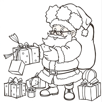 Santa Claus Distributing Presents