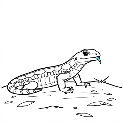 Blue-tongued Skink on the Ground