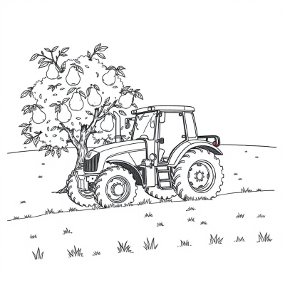 Simple Tractor by the Pear Tree