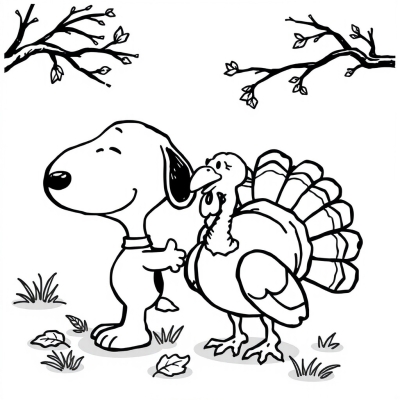 Snoopy with a Turkey