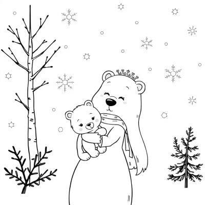 Snow Maiden and Bear Cub