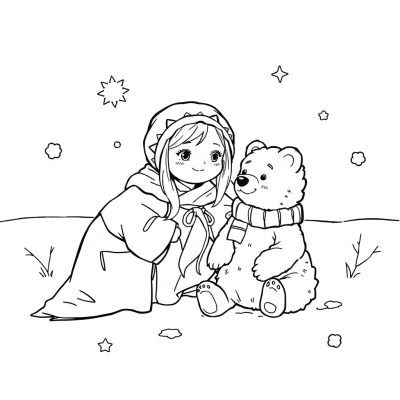 Snegurochka Playing with a Bear Cub