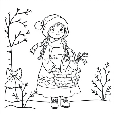 Snow Maiden with a Basket of Carrots