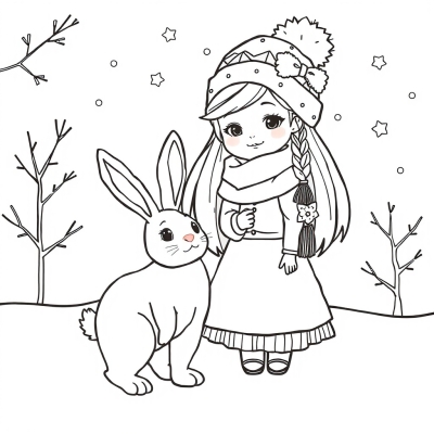 Snow Maiden with Bunny for Kids