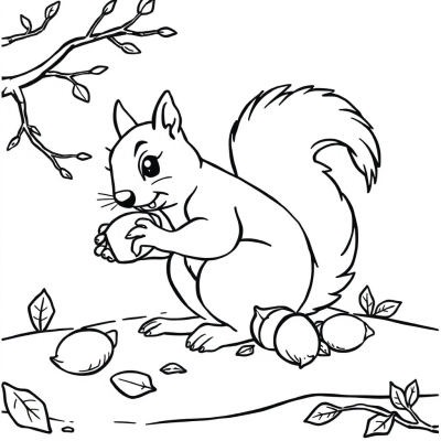 Squirrel Collecting Nuts