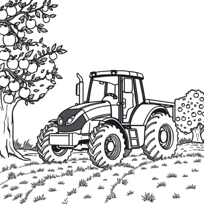 Tractor by the Apple Trees