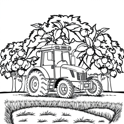 Tractor by the Apple Trees