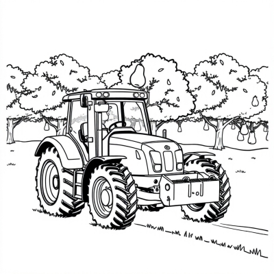 Tractor by the Pear Trees