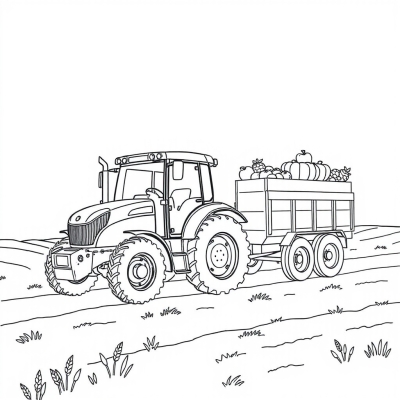 Tractor with Trailer Carrying Fruits