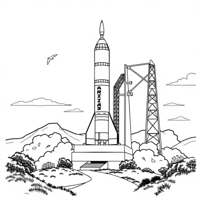 Ariane 5 Rocket Launching from the Launch Pad