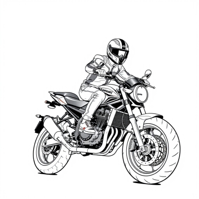Biker on Kawasaki Motorcycle
