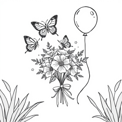 Butterflies, Bouquet, and Balloons for March 8