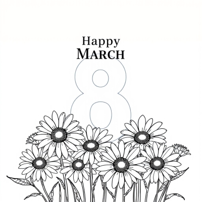 Greeting Card for March 8 with Daisies