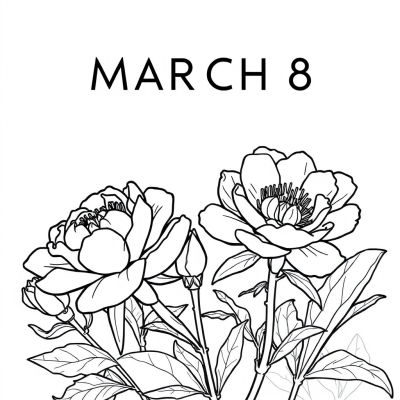 Postcard for March 8 with Peonies