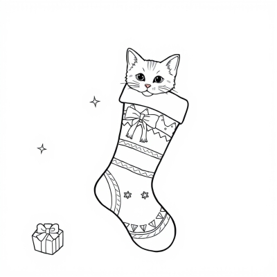 Christmas Stocking with Kitten
