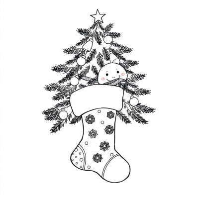 Christmas Stocking with a Christmas Tree