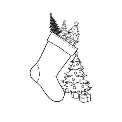 Christmas Stocking with Trees