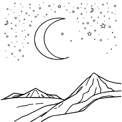 Crescent Moon in the Night Sky