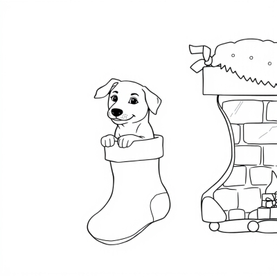 Dog in a Christmas Stocking