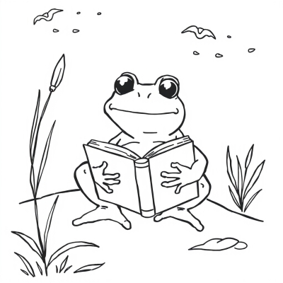 Frog Reading a Book