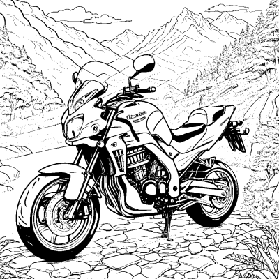 Kawasaki Motorcycle in the Mountains
