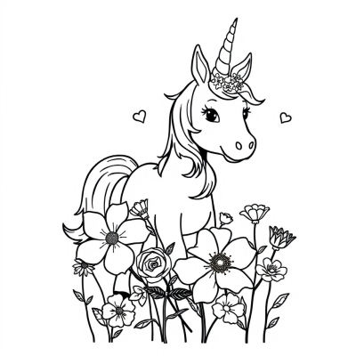 March 8  Unicorn and Flowers