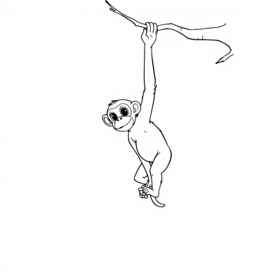 Monkey Hanging by Its Tail