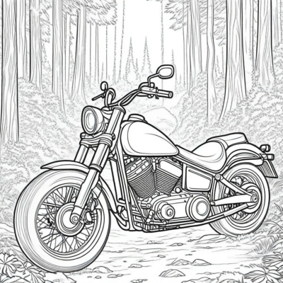 Motorcycle in the Forest