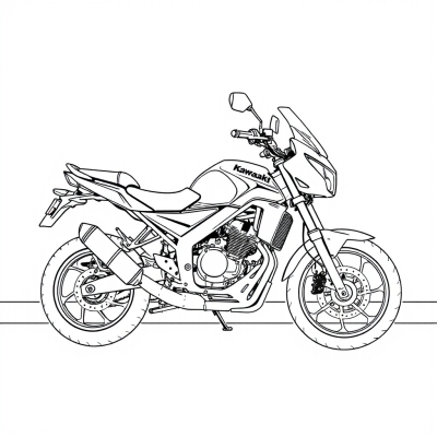 Parked Kawasaki Motorcycle