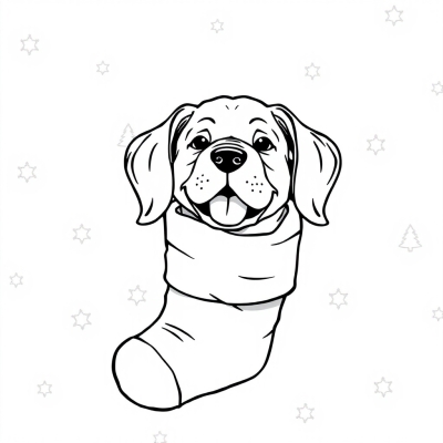 Dog in a Christmas Stocking