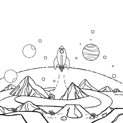 Rocket Flying Among Planets