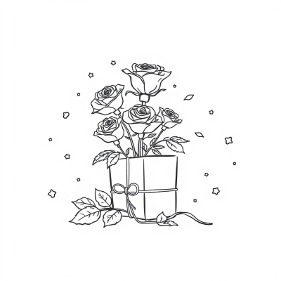 Roses and Gift for March 8