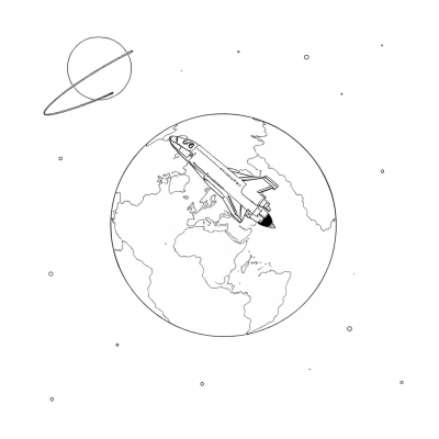 Space Shuttle Flying Over Earth